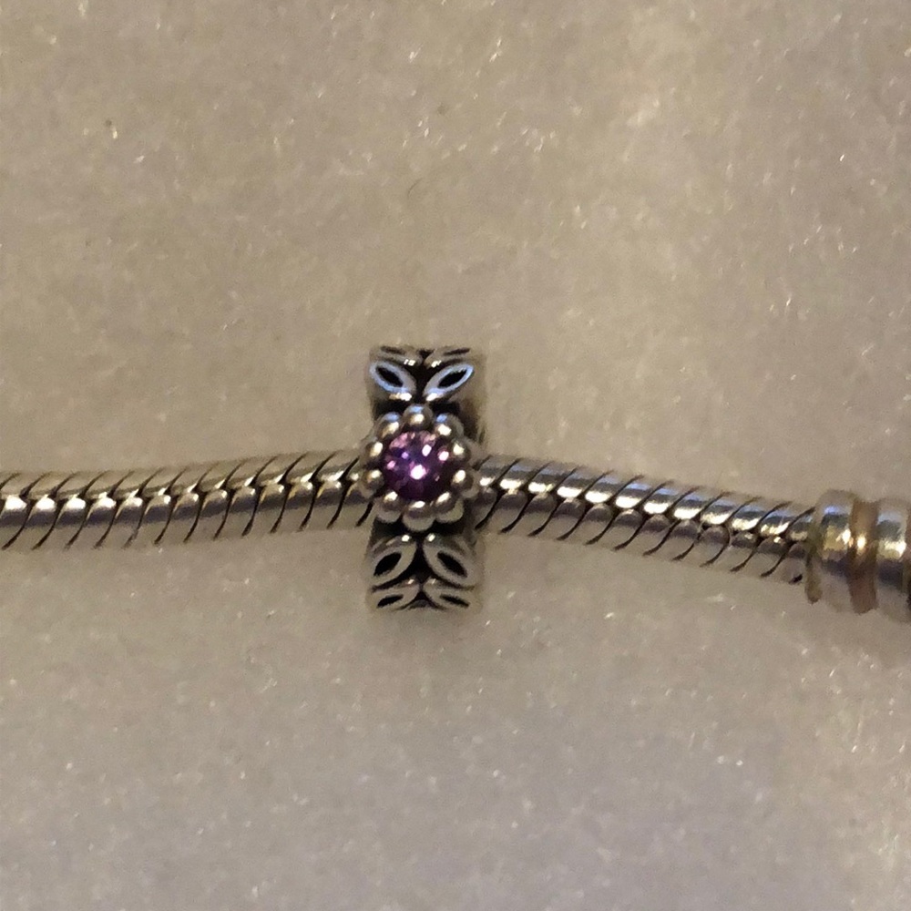 Authentic silver and purple cz pandora spacer